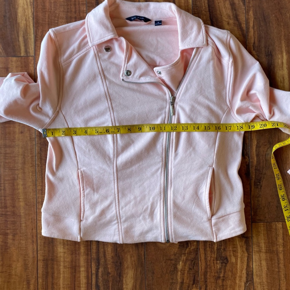 H by Halston Pink Moto Jacket - Lightweight Biker Style 12 - Picture 6 of 7